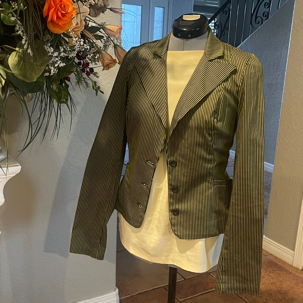 Betsey Johnson Green and Black Striped Jacket